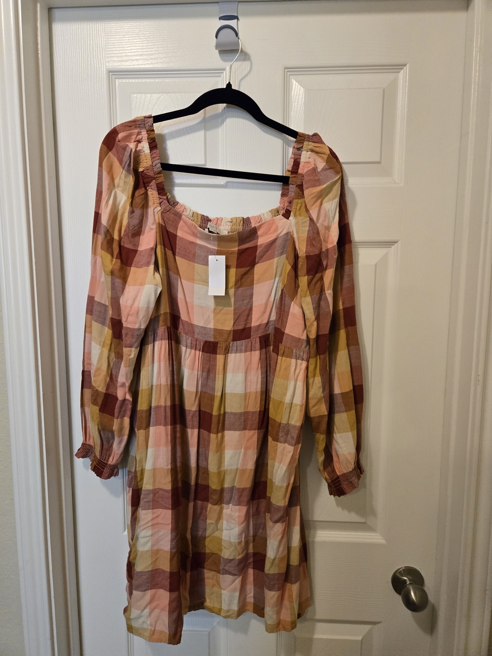 LOFT Plaid Mini Dress in Pink, Rust, Yellow & Cream